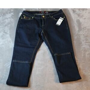 Coogi Jeans Womens 14W Indigo Blue Embroidered Pocket‎ Stretch Denim New Tags